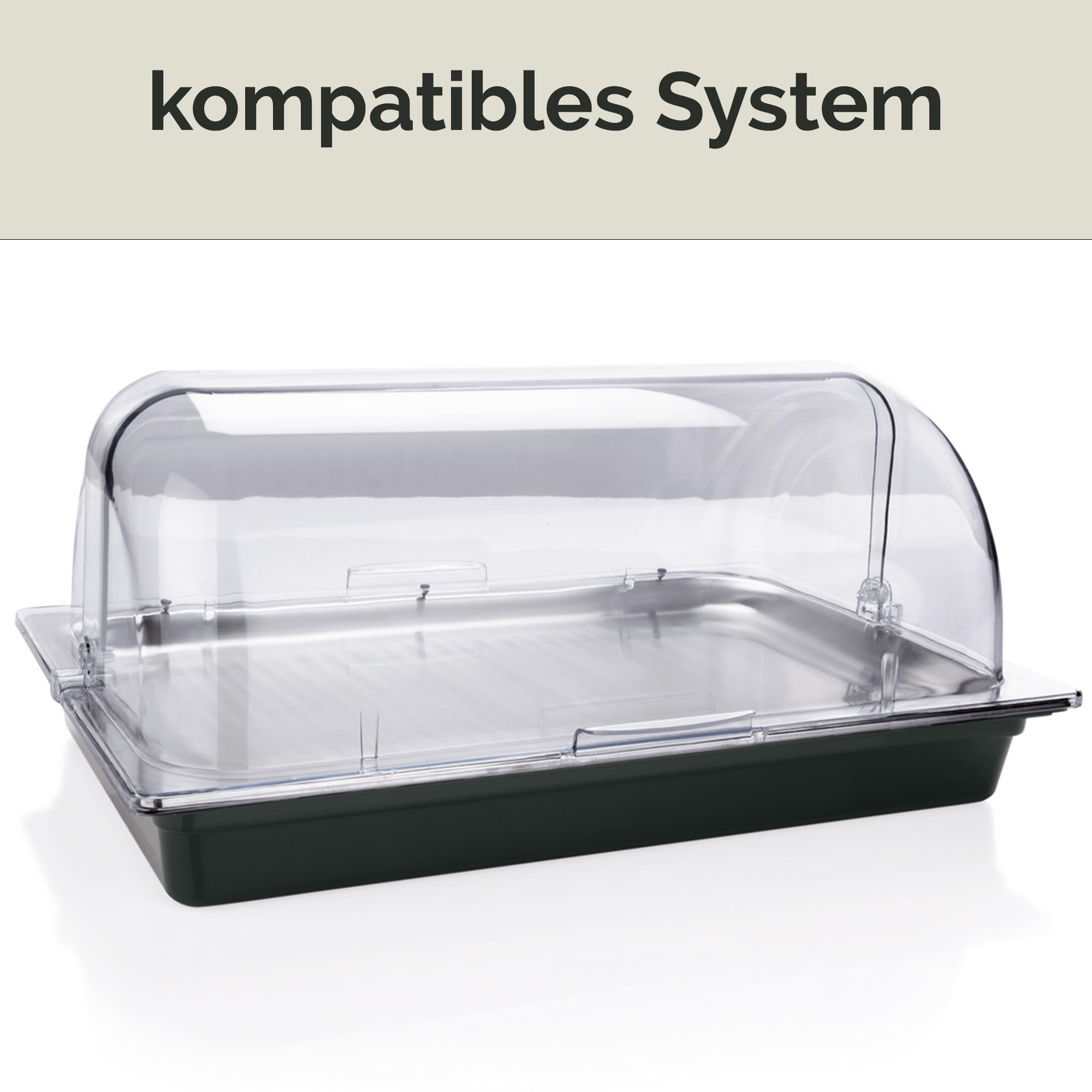 Kerafactum Piatto da portata con ciotola refrigerante, vassoio da portata 1 piastra GN, sistema di raffreddamento a buffet, 4 piatti di raffreddamento riutilizzabili in acciaio inox 18/10