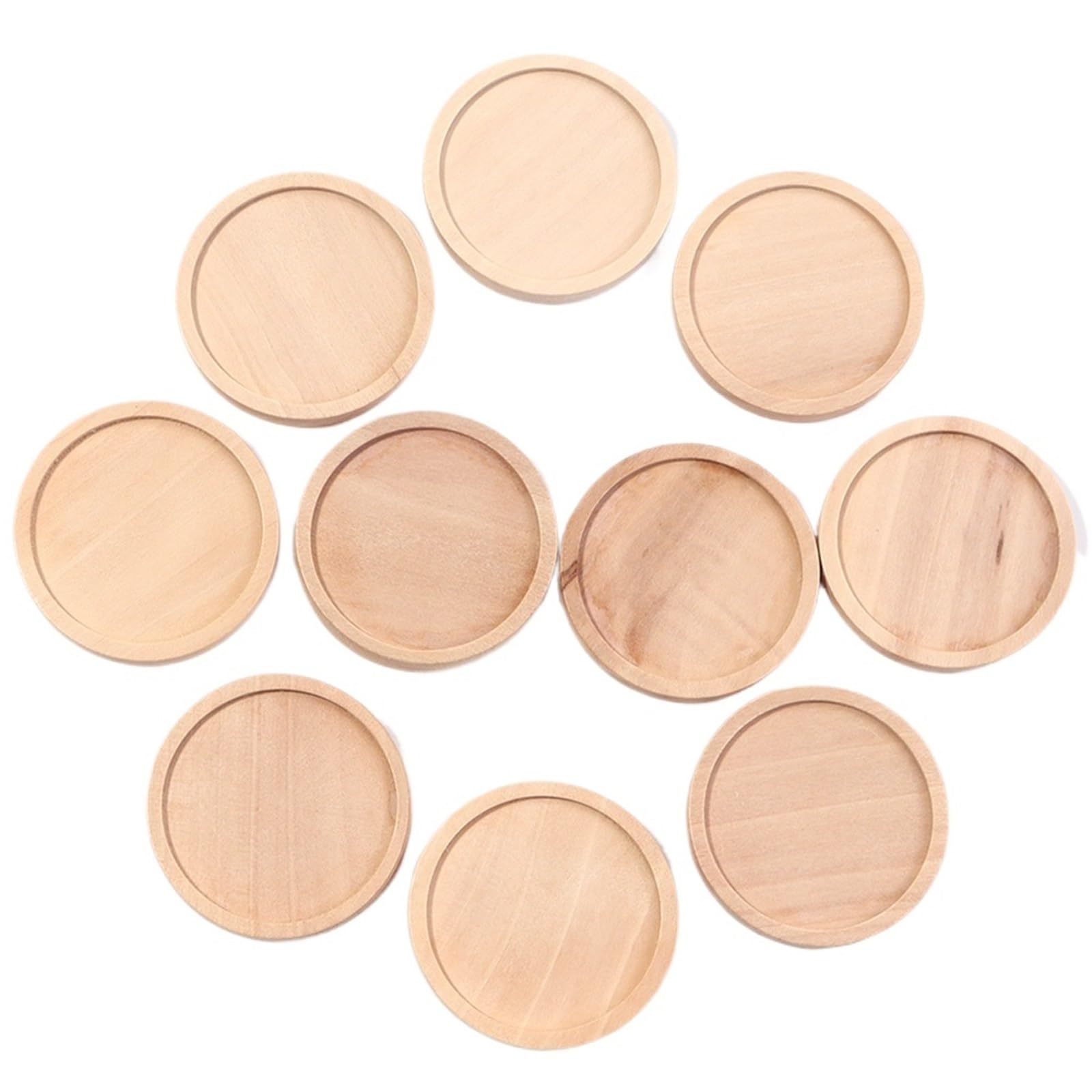 Podstawki do wisiorków, Drewniany okrągły pusty kaboszon z kameą(Beige,25mm)