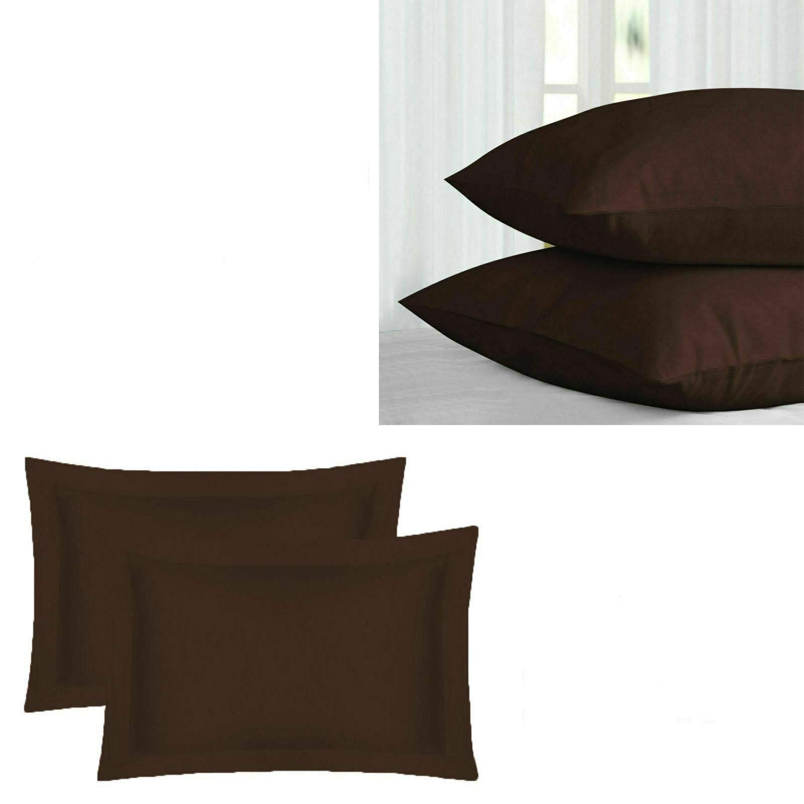 Comfort Collections New 200TC Thread Count 100% Egyptian Cotton Pillow Case Pair Housewife 50cm x 75cm Approx Chocolate