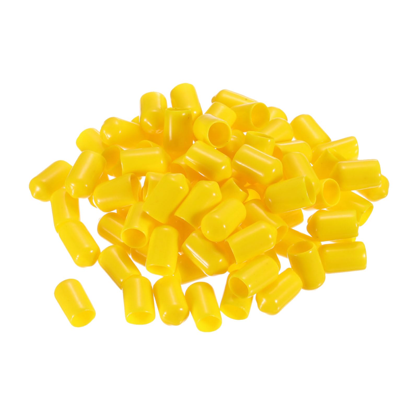 uxcell 100pcs Rubber End Caps 9mm ID Vinyl PVC Round Tube Bolt Cap Cover Screw Thread Protectors Yellow