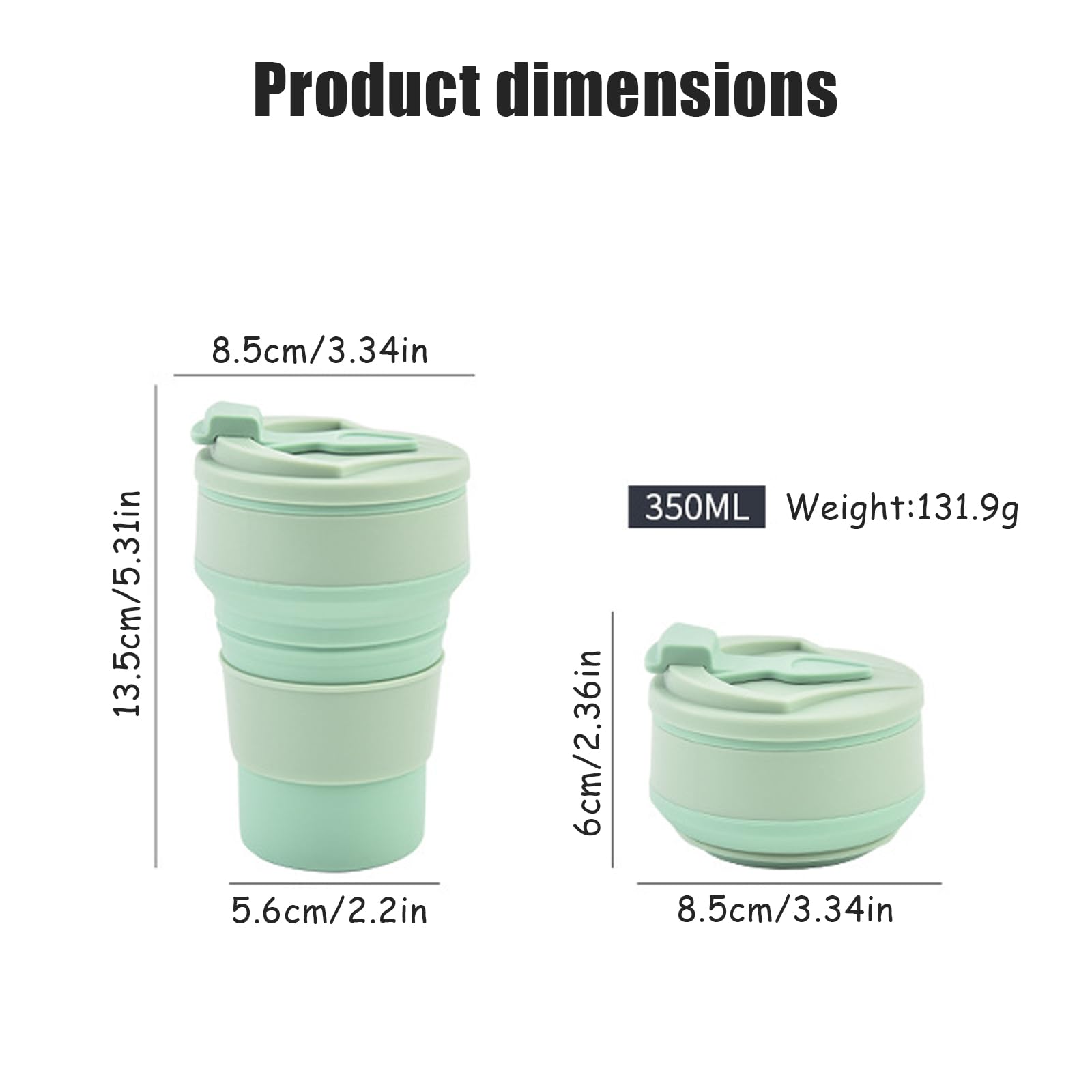 Faltbarer Reisebecher, Silikon, mit Deckel, 350ml, 4 Stück | Wiederverwendbar, Für Camping, Für Wandern, Für Reisen, Für Picknick
