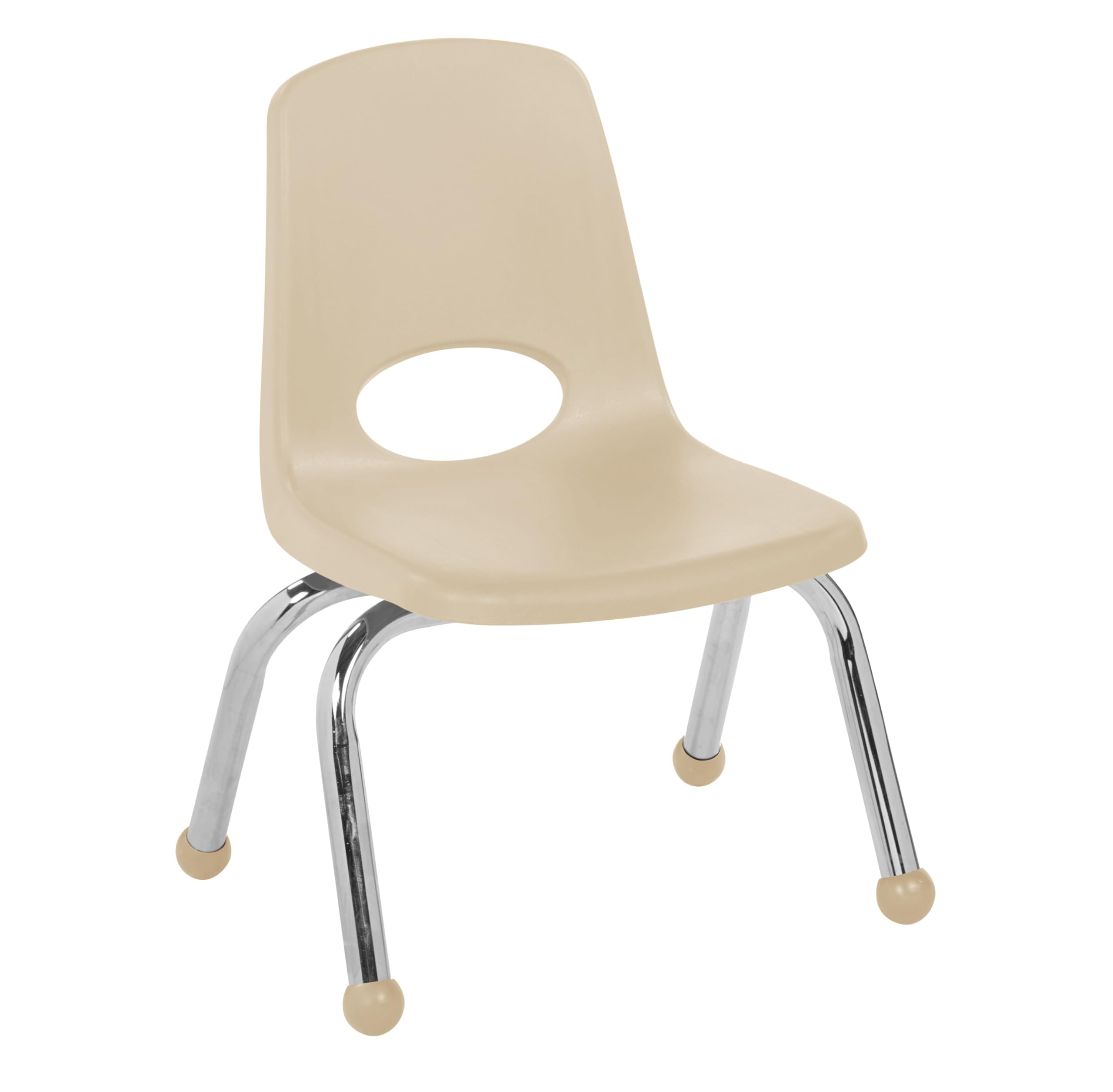 FDP 10" School Stack Chair,Stacking Student Seat with Chromed Steel Legs and Ball Glides for Preschool, Classroom or Homeschool - Sand, 11553-SD