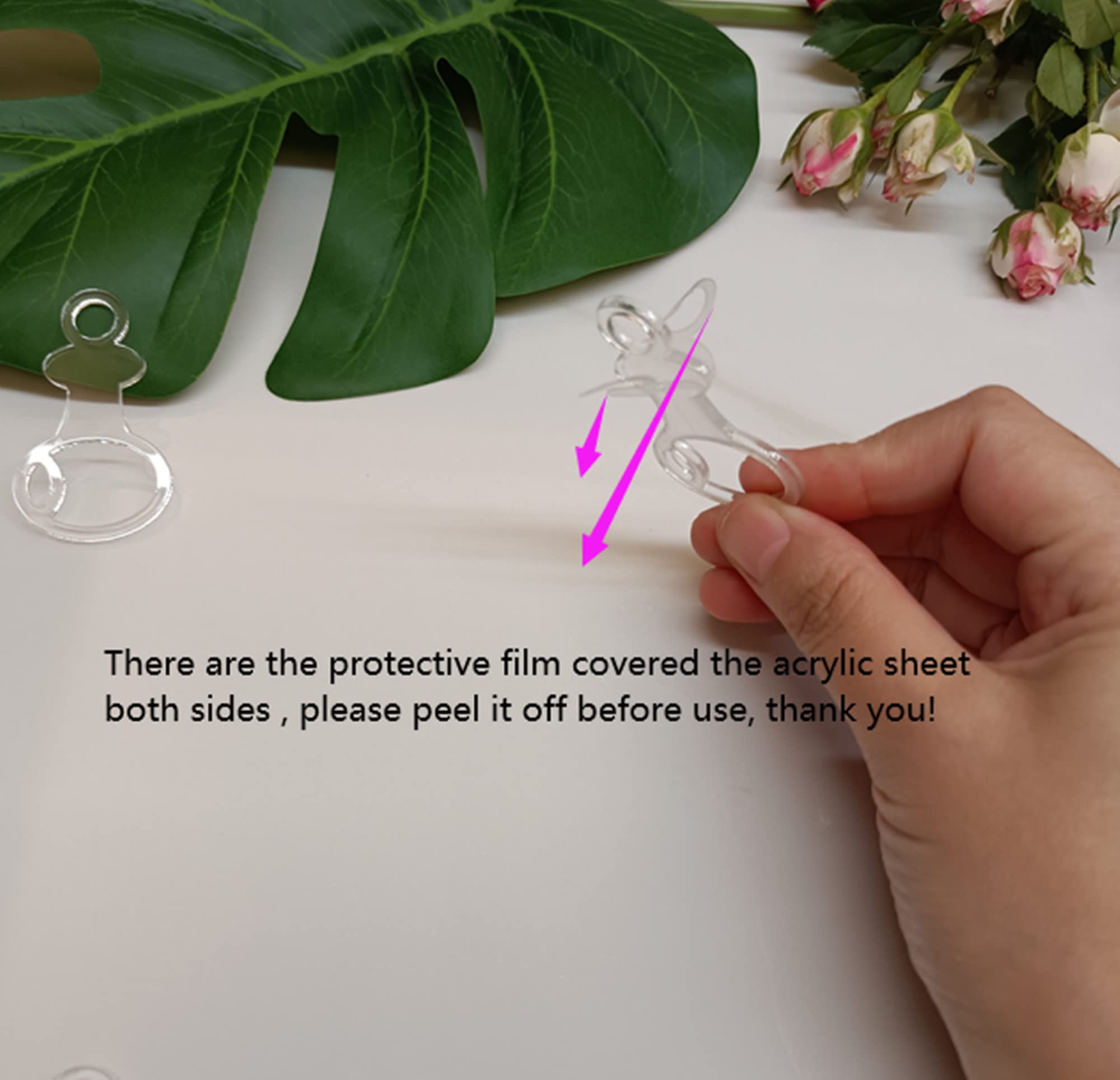 Set of 30 Tall Durable Acrylic Floss/Thread Drops with ring,Thread Organization,Plexigalss Floss Tags,Floss Holder (Clear)