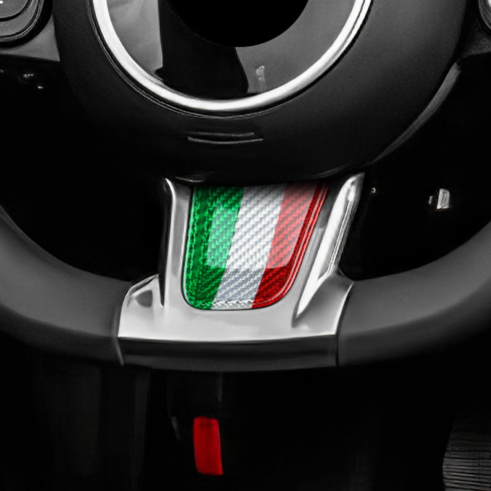 KUNGKIC Accesorios para FIAT 500 Abarth 595 2020 2021 2022 2023 2024 Real Fibra de Carbono Duro Coche Volante Cubierta de Barbilla Panel del Volante Adhesivo Interior Accesorios, Regalo, Color