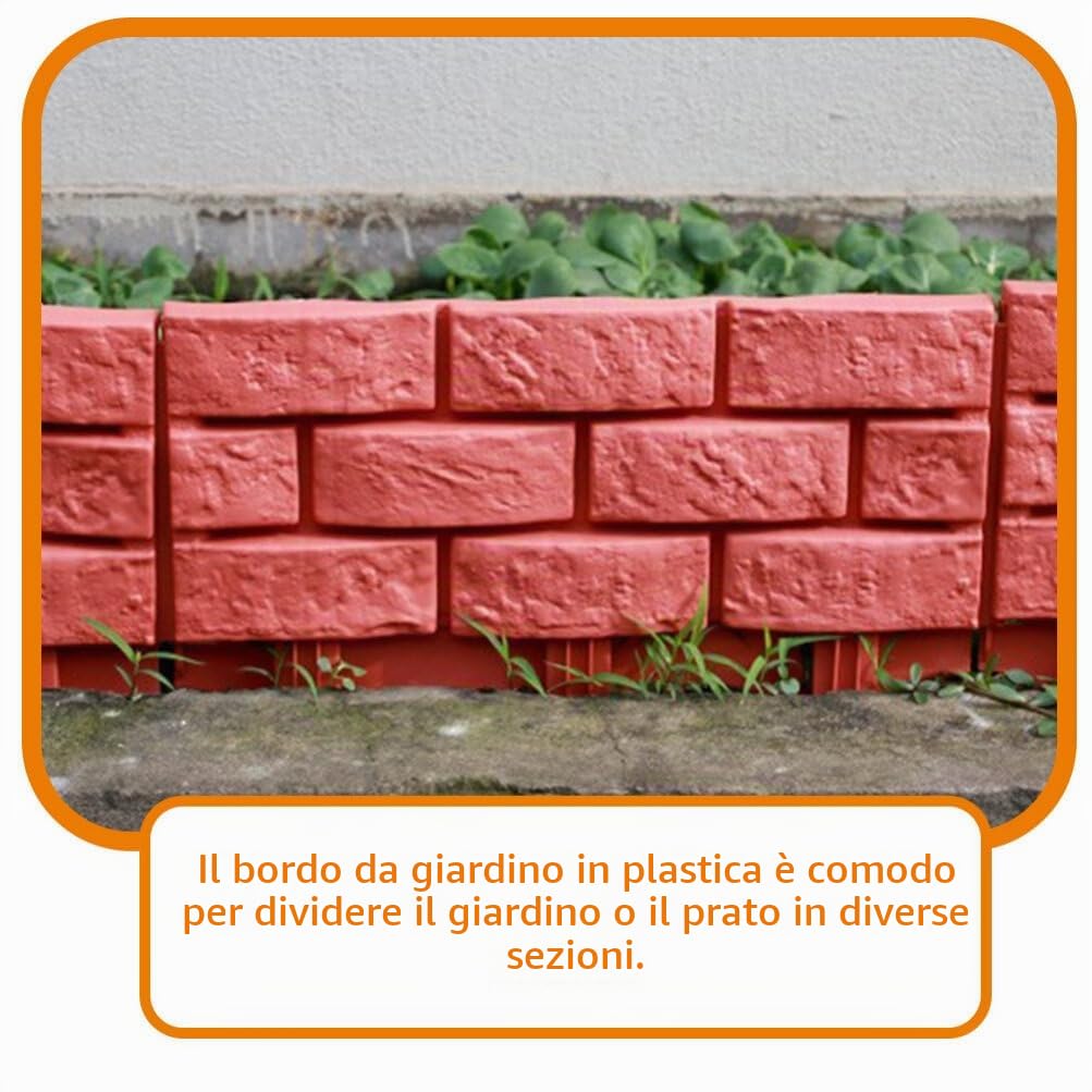 4 Pezzi Bordi In Plastica Staccionate Giardino Imitazione Pietra Mattoni Prato Aiuole Bordo Pannelli Decorativi Paesaggistici Per Cortile Giardino Esterno