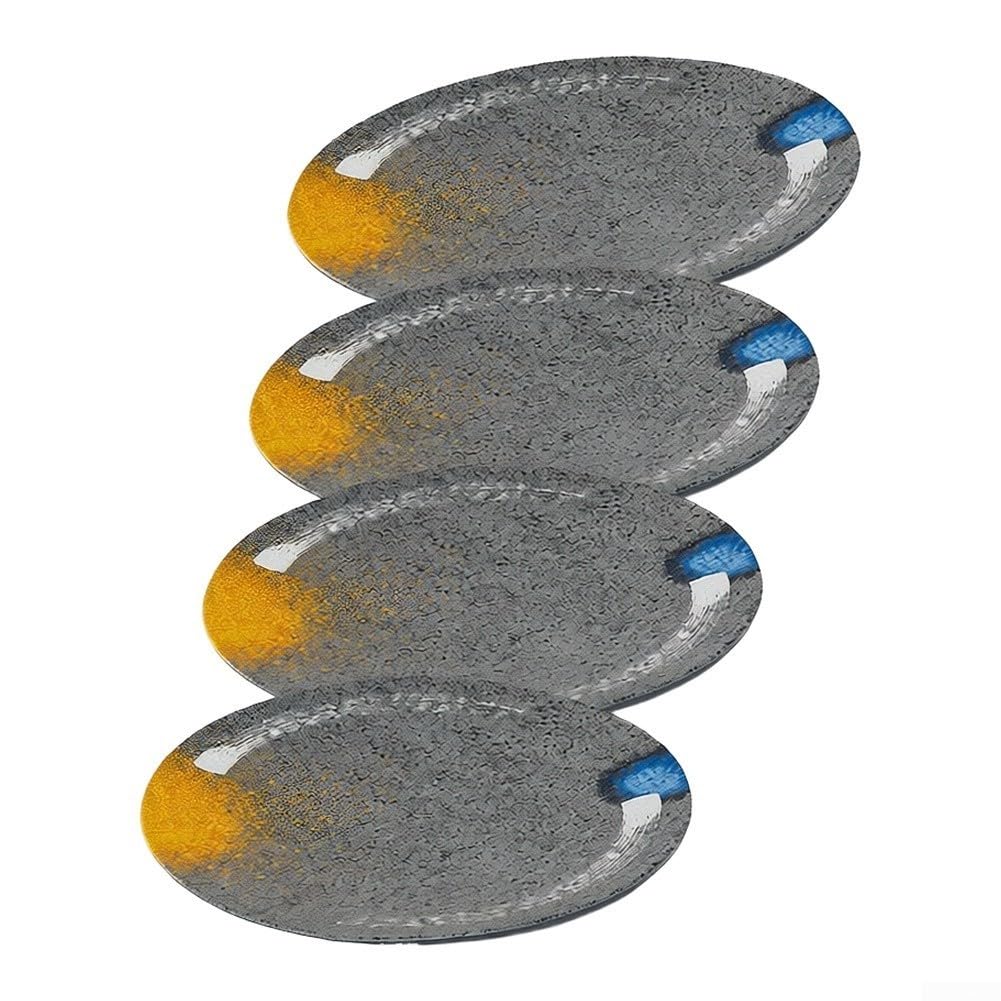 Juego de 4 platos redondos de melamina, color gris moteado, irrompibles