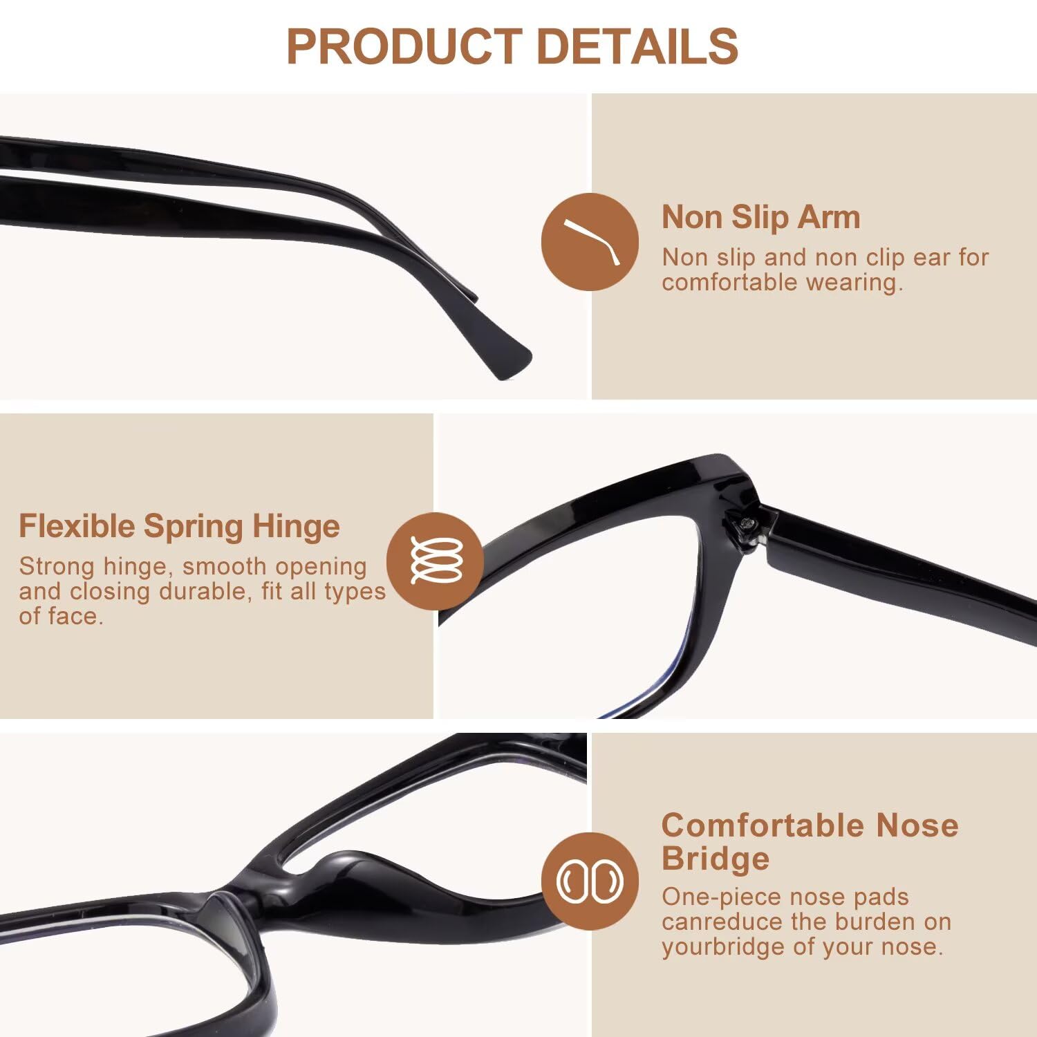 SKYWAY Occhiali da Lettura per Donna,Occhiali da Computer Oversize alla Moda con Blocco Luce Blu,Montatura Quadrata a Occhio di Gatto con Cerniera a Molla - 5