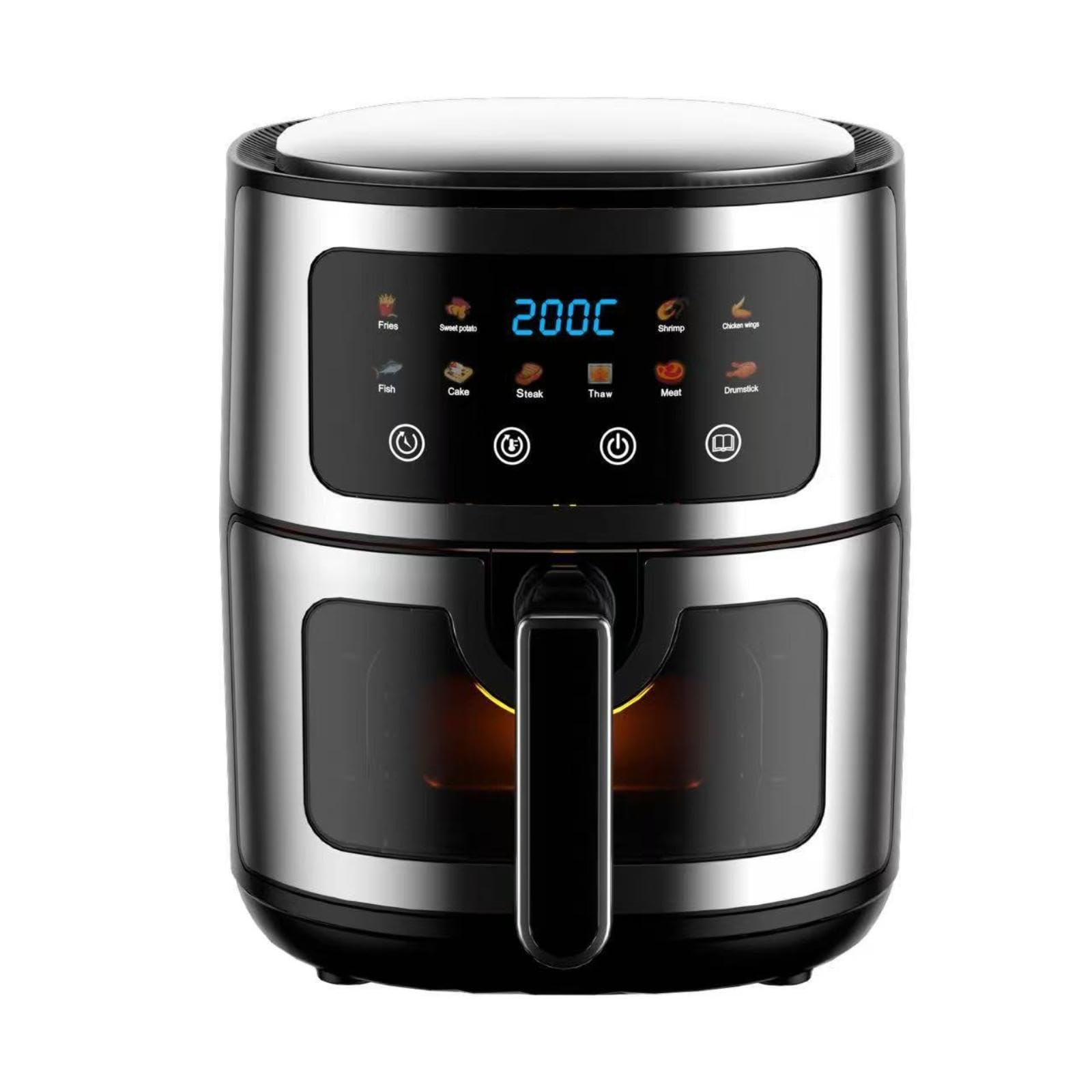 6pcs 6-Liter Air Fryer Viewing Window Air Fryer Temperature | 6-Liter Air Fryer Viewing Window Temperature Display Countertop Cooker Stainless Steel ABS-image-22