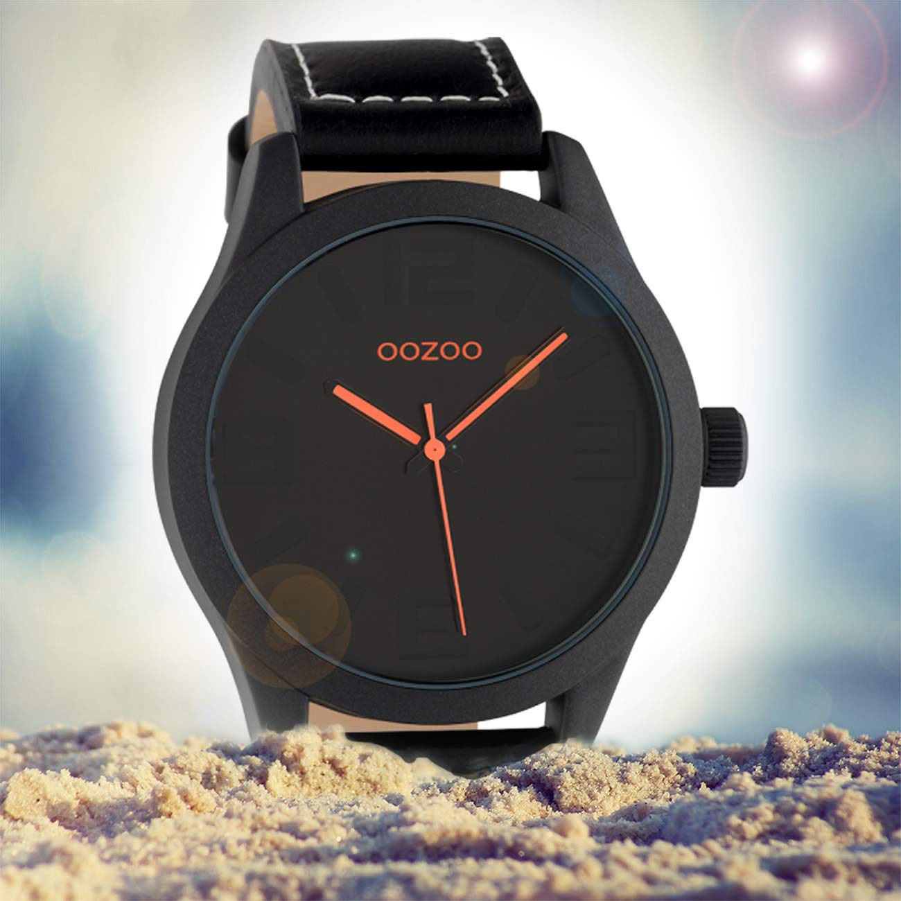 Oozoo Basic Line Uhr mit Lederband Ø 47 mm Farben
