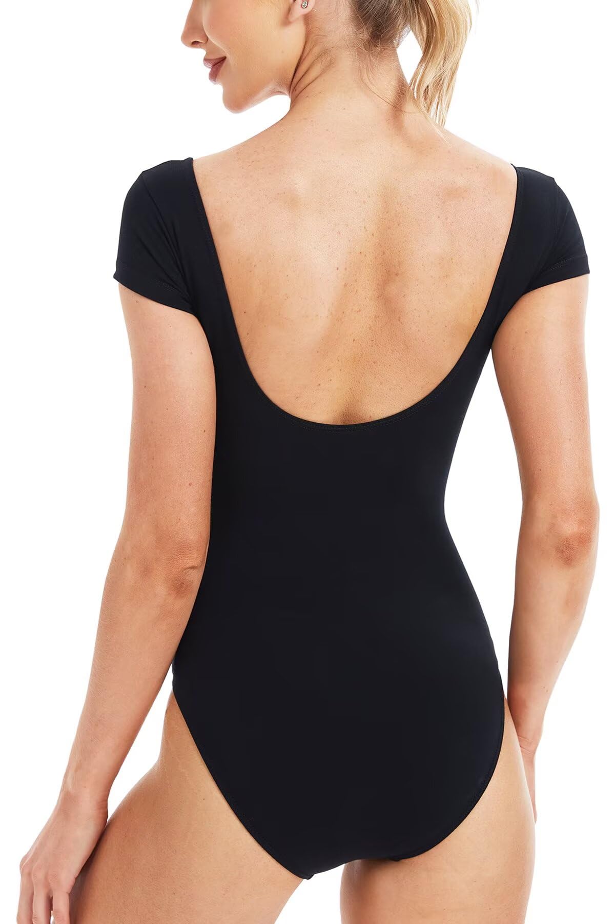 Maillot Baile, Cuello en V Manga Corta Maillot Ballet Mujer