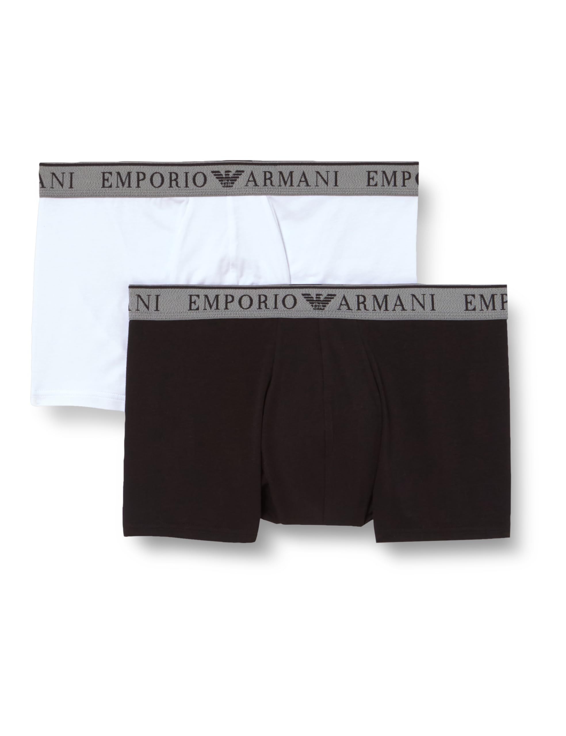 Emporio Armani Men's ENDURANCE 2-PACK TRUNK Trunks, NERO/BIANCO,