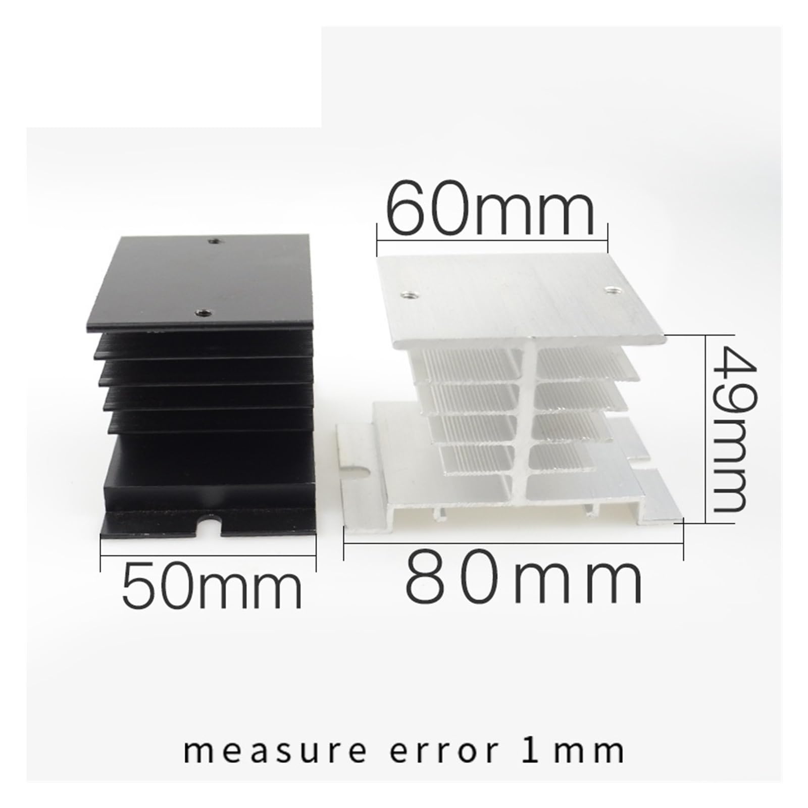 1 Uds disipador de calor for relé de estado sólido SSR monofásico, 80mm x 50mm x 50mm + 2 tornillos de montaje(Black)
