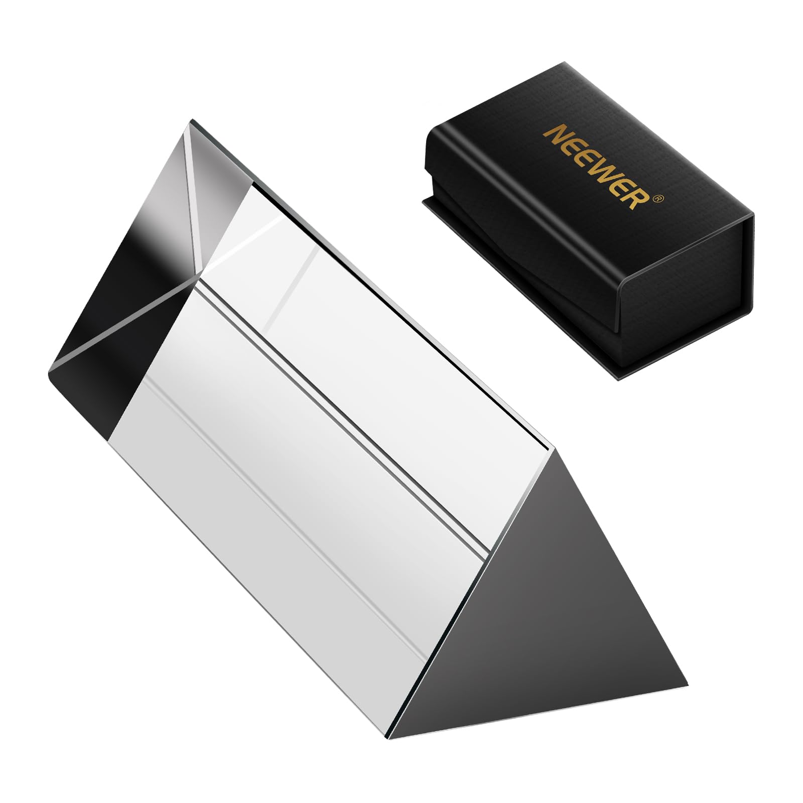 NEEWER Prisma Triangular de 4 Pulgadas/10cm, Cristal Óptico K9 para Fotografía de Prisma, Prisma de Fotografía de Efectos de Arco Iris, Enseñanza de Física de Espectro de Luz