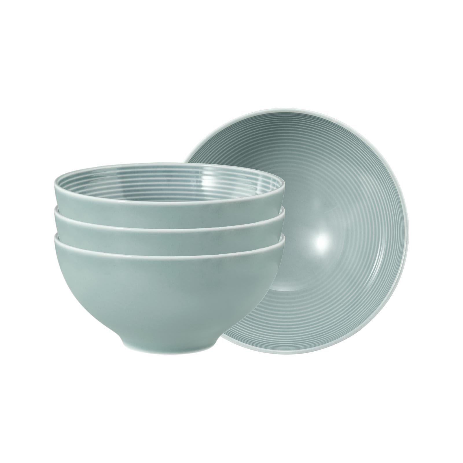 Seltmann Weiden Beat Color Glaze Müslischalen 4er Set, ø 15,7 cm, Schalen/Schüsseln mit Rillenrelief, Porzellan, Arktisblau