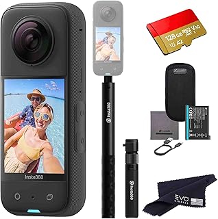 insta360 X3 - Waterproof 360 Action Camera with 1/2'' 48MP Sensors, 5.7K HDR Video, 72MP Photo, 4K Single-Lens, 60fps Me Mode, 2.29'' Touchscreen, AI Editing |Bundle Includes Bullet time&128GB, Black