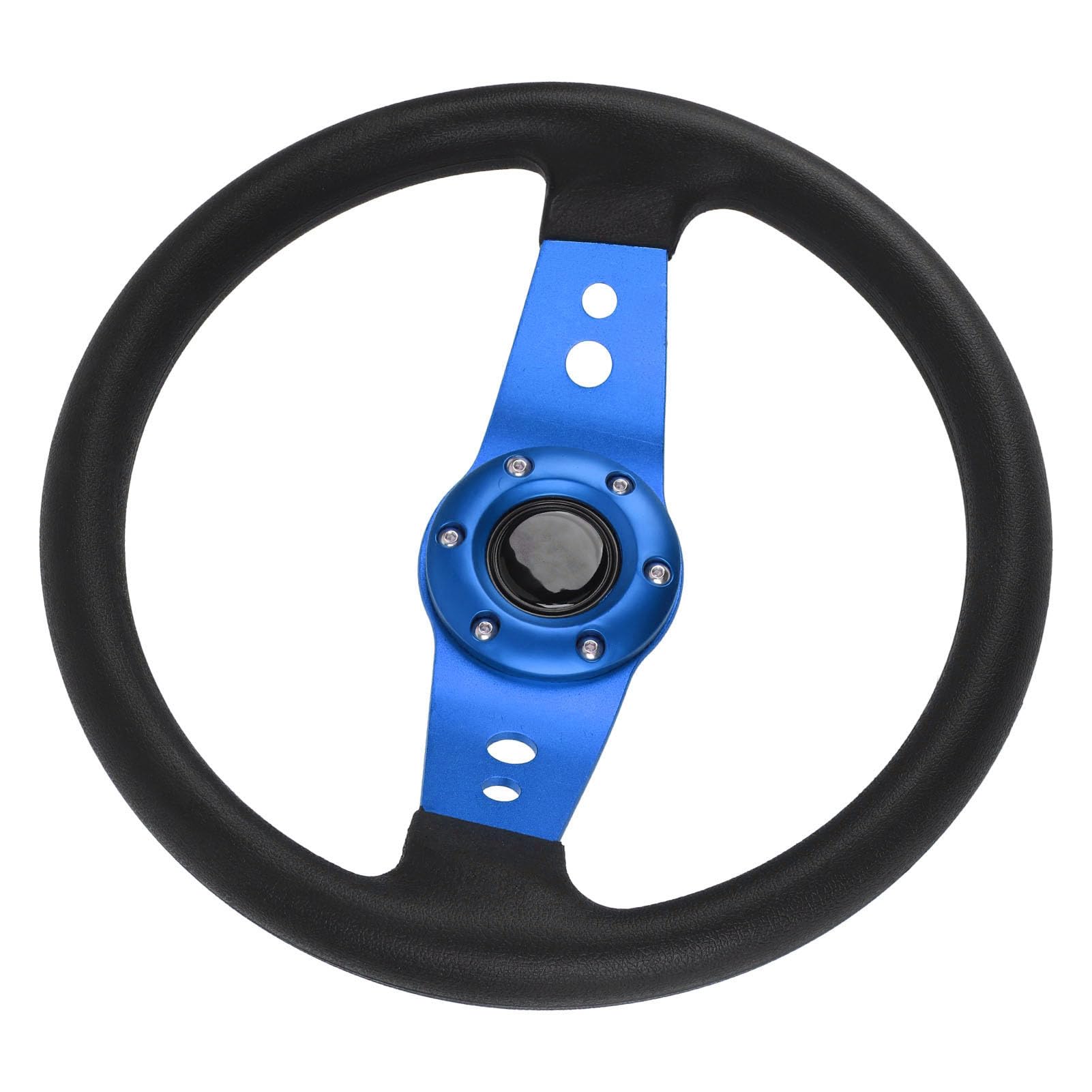 13-Zoll-Auto-Lenkrad Rennsport-Lenkrad PU Stilvoller Look Schlagfester Verbesserter Griff Einfache Installation Rennlenkrad für Fahrzeuge (BLUE)