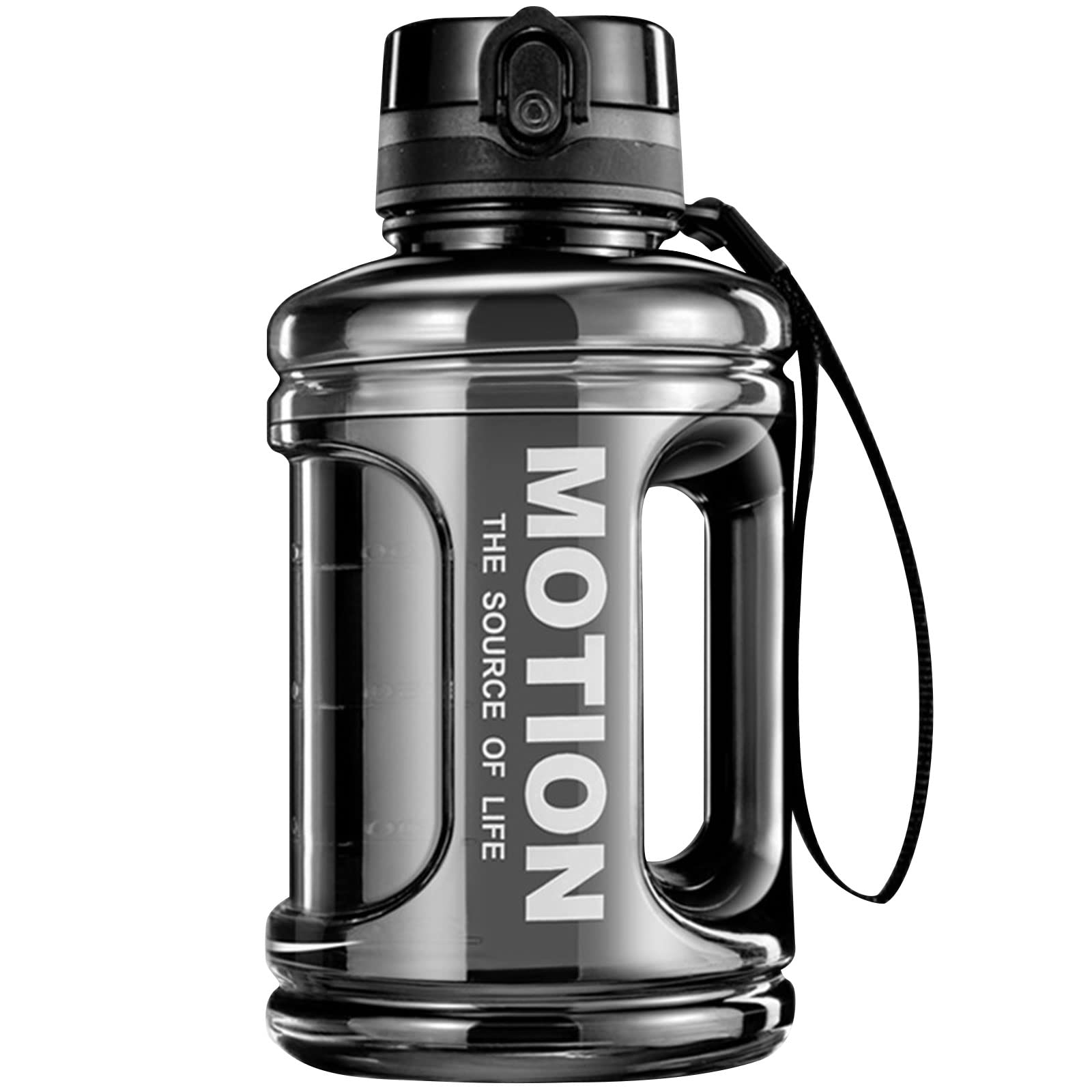 Ogetok1.5L Large Water Bottle 50oz Black Water Jug, 0.4 Gallon Sports Gym Drink Container with Handle, Leakproof BPA Free Big Water Bottle to Ensure You Drink Enough Water Daily for Outdoor Fitness