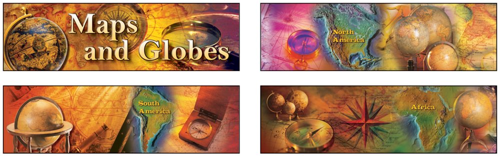 Mark Twain 8-Piece Maps and Globes Bulletin Board Set, World Geography Classroom Decorations, Travel Classroom Decor, Map Bulletin Board Set, Social Stories