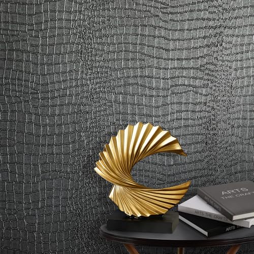 Zeeko Black Crocodile Peel and Stick Wallpaper 17.3 x 118