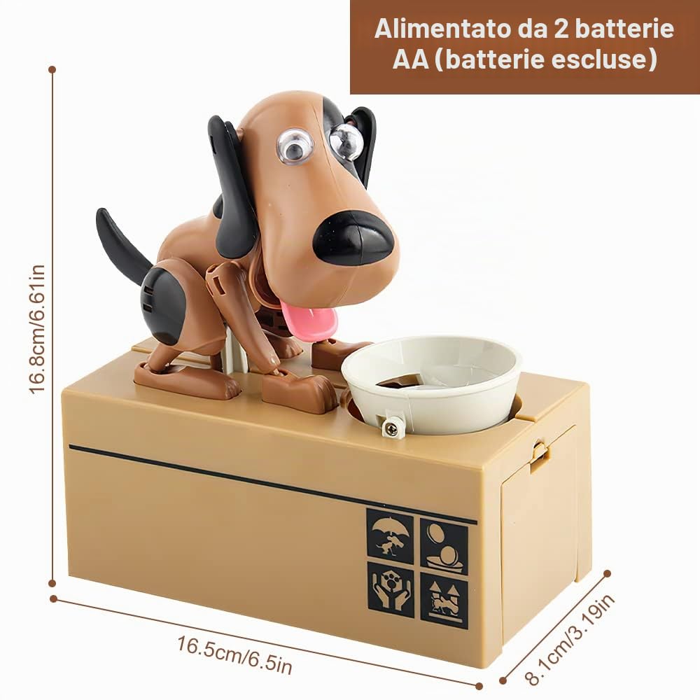 LUFEIS Salvadanaio a Forma di Cagnolino, Salvadanaio Cane Elettronico, SalvadanaioCane Mangia Soldi, Salvadanaios a Forma di Cane, Salvadanaios per Bambini Maialino Regalo di Compleanno - Marrone