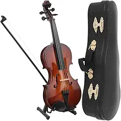 Violino Em Miniatura de Madeira Com Suporte, Caixa Clássica, Mini Réplica Musical Instrumento Artesanal Modelo Casa de Bonecas Decoração de Casa, ótimo Presente para