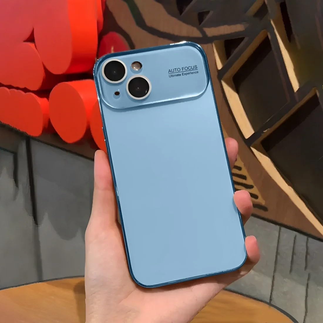 Exotic Flourish Compatible with iPhon 14 Luxury Auto Focus Case Soft Matte PC Glass Protective Camera Lens Plating TPU Back Cover Compatible with iPhon 14 (Matte Sierra Blue)