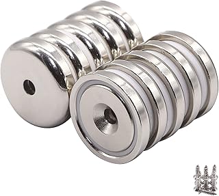 Gesponserte Anzeige – Neodym Magnet 10 Stück Topfmagnet mit 43 kg Zugkraft Neodym Magnete mit Montageschrauben Ø 32 x 6 mm