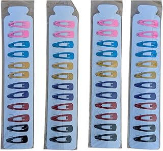 كلبس شعر تيك تاك مشبك شعر معدني للبنات والأطفال مجموعة 48 قطع/ألوان متعدده