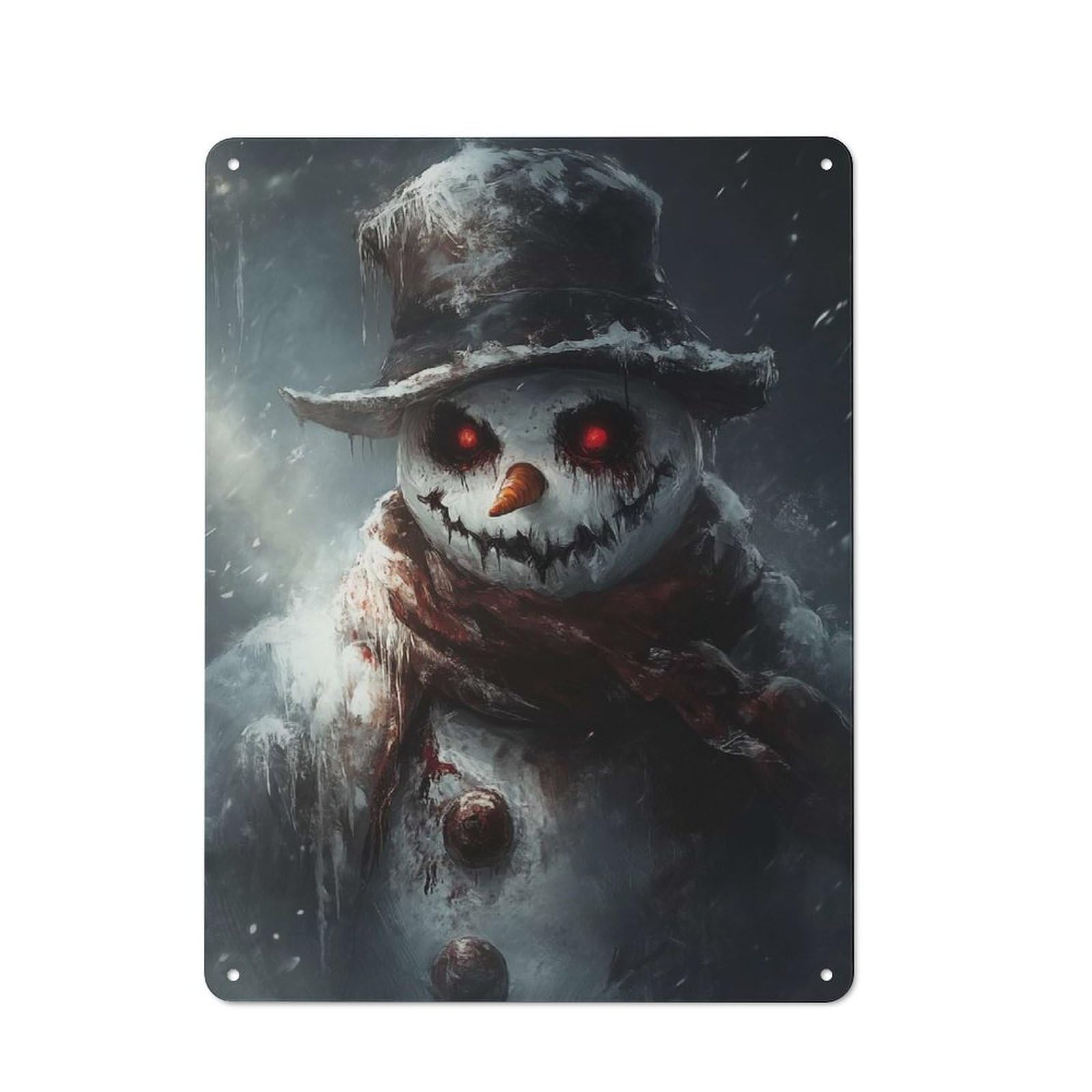 Junmoney Evil Snowman Tin Wall Plaque 40X30cm With For Living Room Or Hallway, For Garage, Workshop And Man Cave Decoration