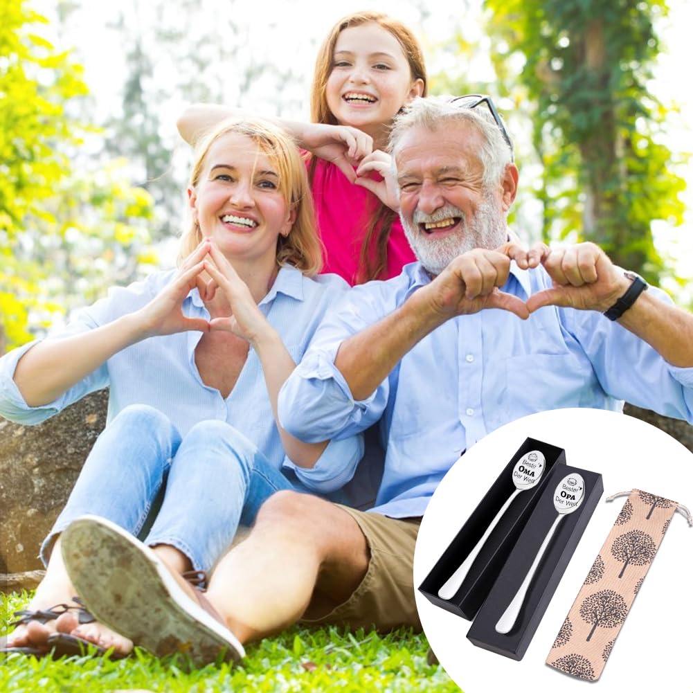2 Cucchiaini Da Caffè In Acciaio Inox Con Incisione - Regalo Per Nonna E Nonno A Natale - 2