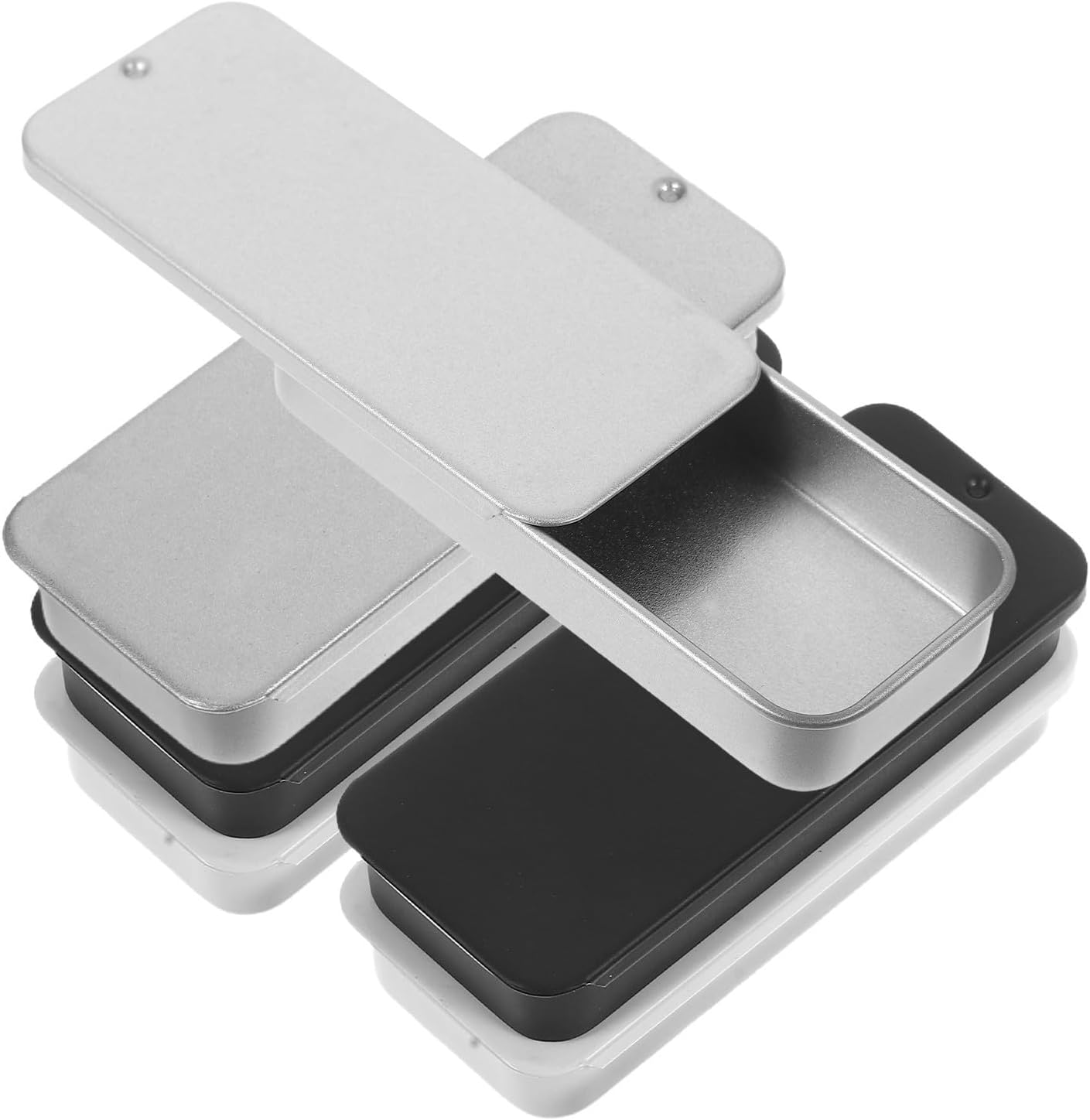 Wakauto Mini Tinplate Storage Boxes for for Small Items and Jewelry 6pcs with Sliding Top Design with Elegant Metal Appearance and Sleek Finish, for Travel and Gift Organization