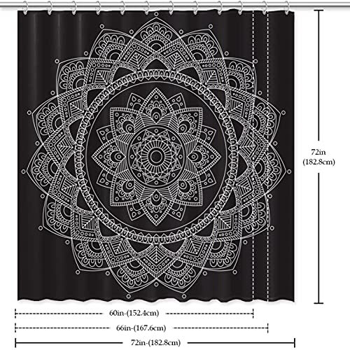 Rideau de douche imprimé Mandala 152x183 cm rideau baignoire lavable rétro - 7