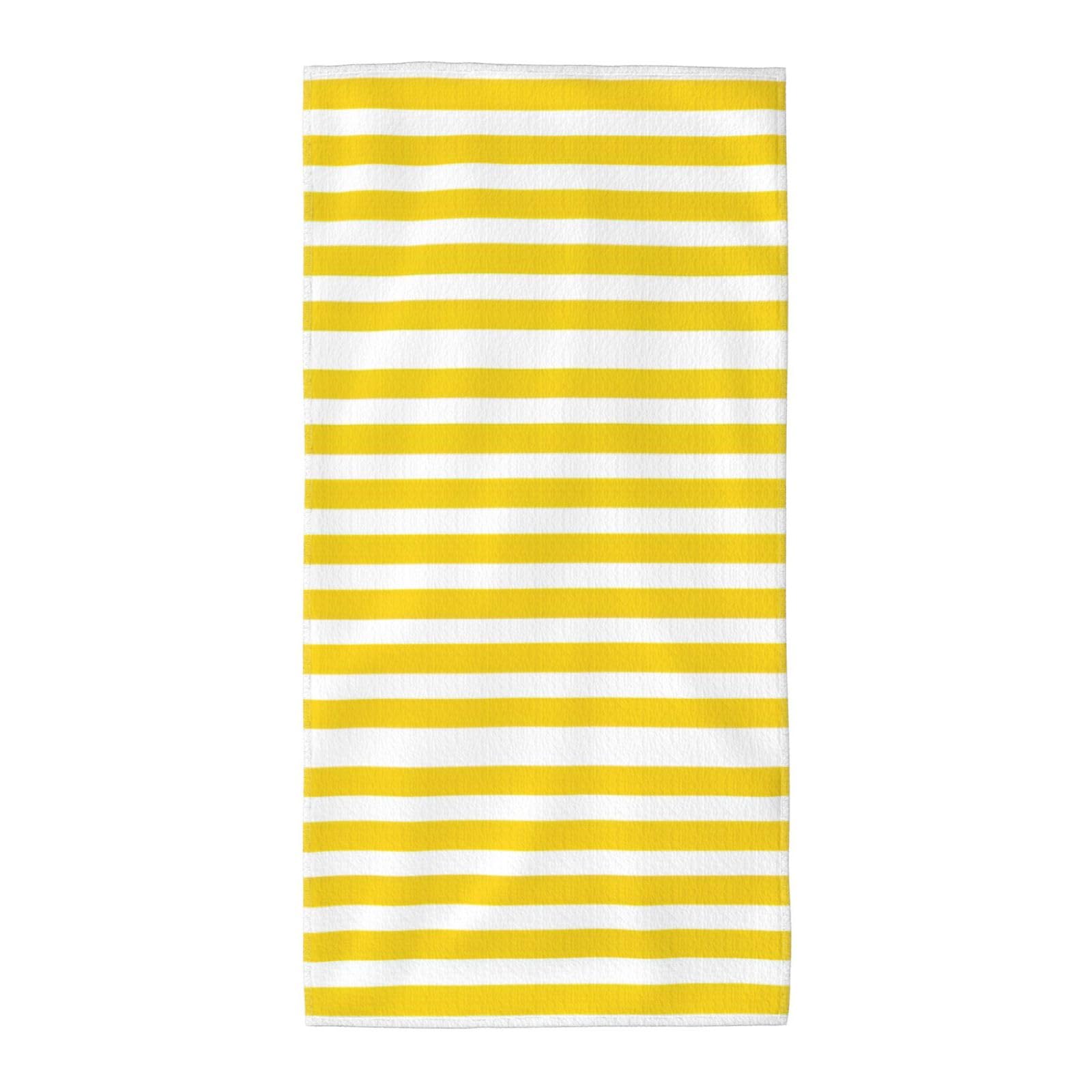 KAPPTYY Lemon Zest Yellow Stripes Pattern Breathable Long Towel Absorbent Reusable For Daily Family Life