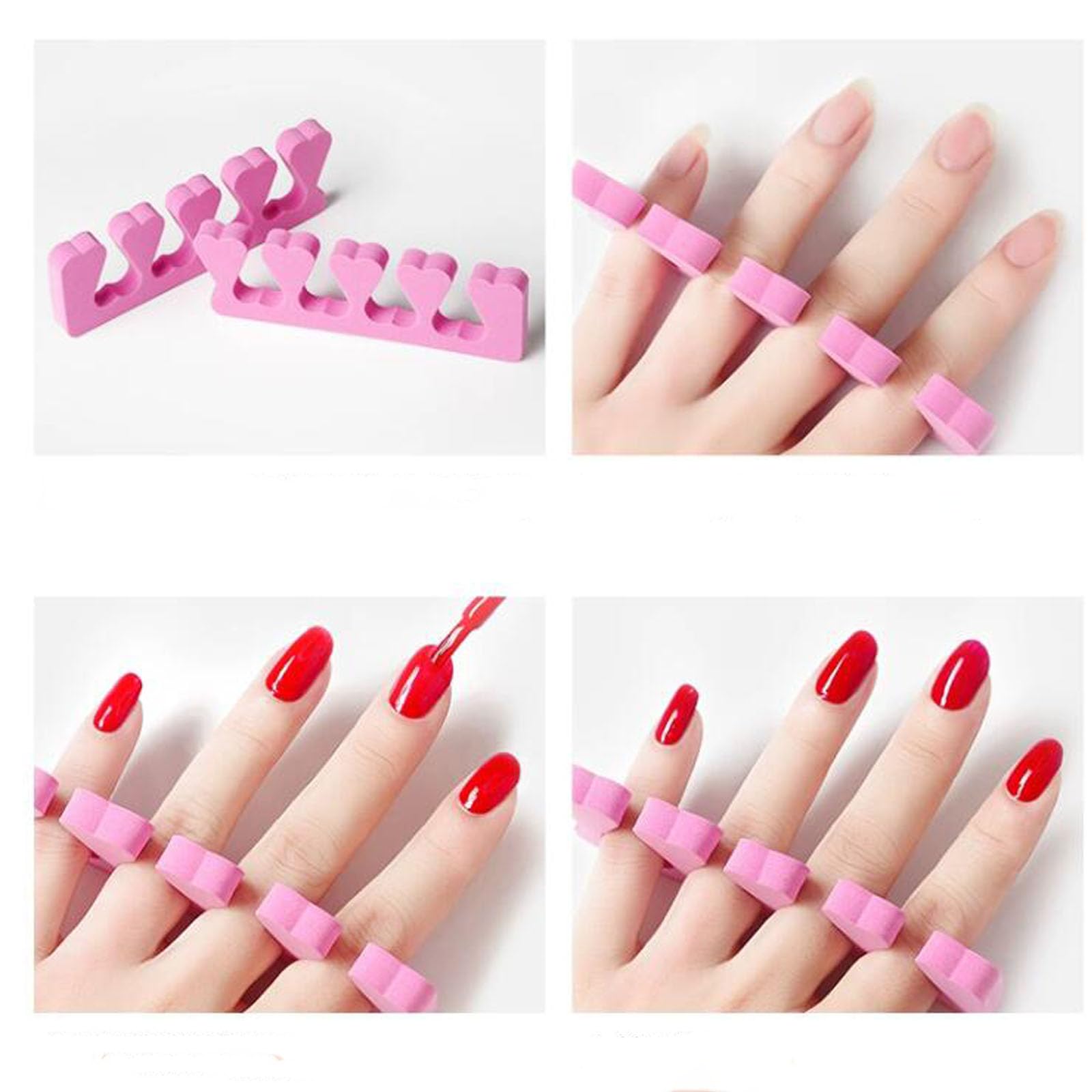 24 pezzi di pesca cuore toe divider, finger divider, unghie e toenail pad separazione, adatto per il miglioramento delle unghie, pedicure, applicazione gel, ecc. (rosa/viola)