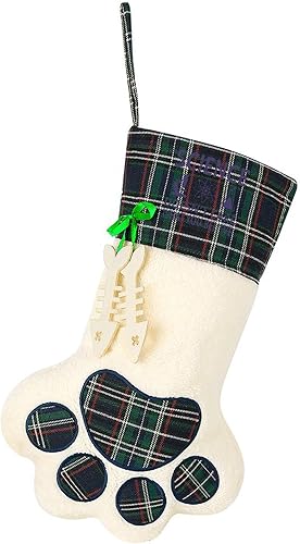 Science Believe Dog Paw Christmas Stocking Ornament Fireplace Hanging Stockings Dog Paw Gift Bag Christmas Tree Ornaments