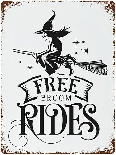Free Broom Rides - Letreros de metal para decoración de pared, placa de aluminio, obra de arte retro para garaje, cafetería, bar, pub, cerveza,