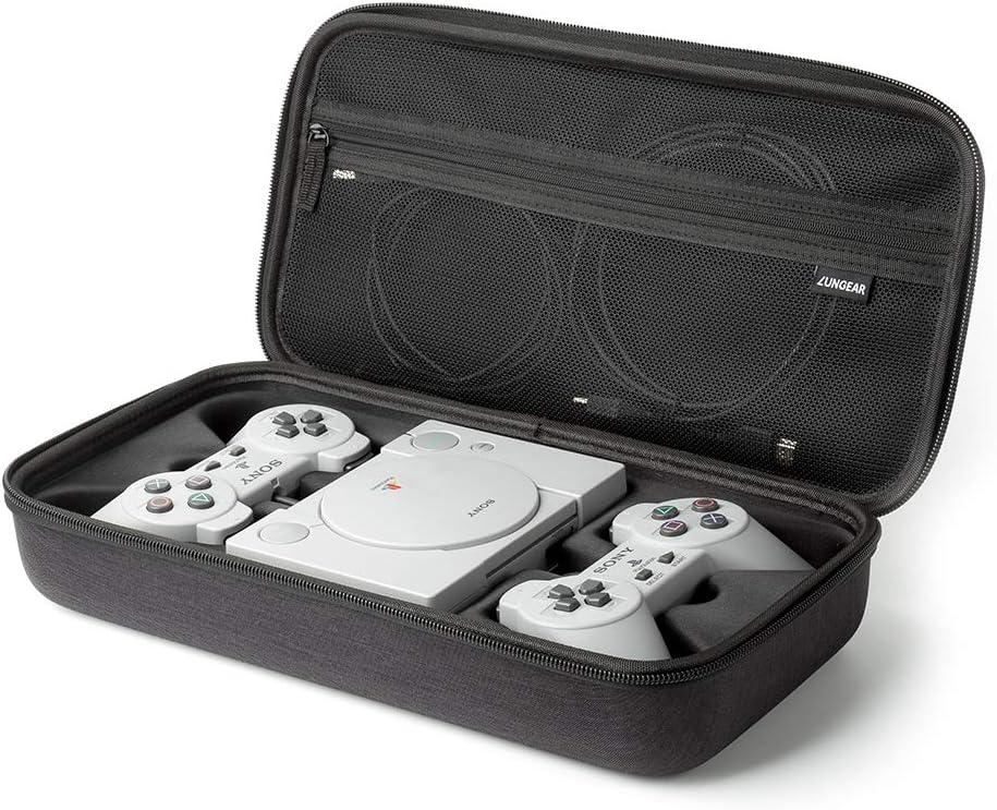 Carrying Case Compatible for Playstation Classic Console, Hard Travel Case Storage for Sony Playstation Classic Console System,Two Controllers and Accessories- Black