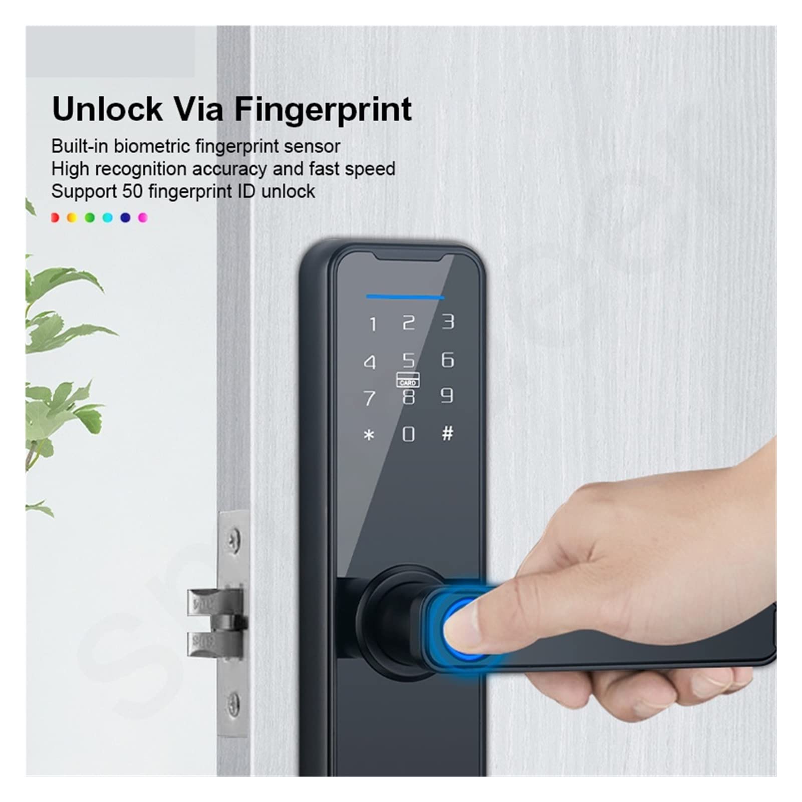 Slimme deurslot, Smart Door Lock Tuya APP Vingerafdruk Digit Intelligence Elektrisch 5 Ontgrendelingsmethode Ondersteuning 8 Taal Stem Voor thuis, huur, kantoor en hotel(22x235 5572