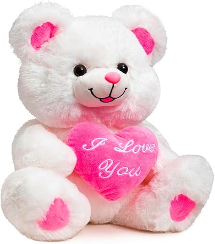 Miniatura 3 de HollyHOME Oso de peluche con corazón rosa que dice te amo y rubores, juguetes de peluche LED para novia y niños, día de San Valentín, 13 pulgadas,