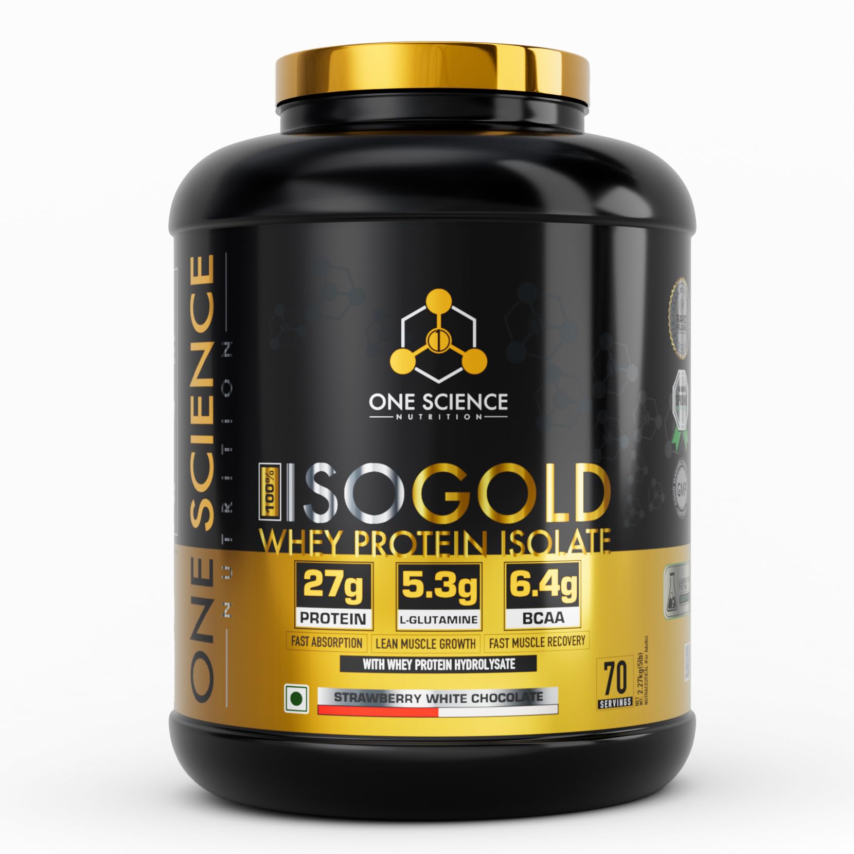 One Science Nutrition ISO Gold Whey Protein Isolate | 27g Protein, 5.3g L-Glutamine, 6.4g BCAA | Fast Absorption & Lean Muscle Support - 70 Servings (5lbs, Alphonso Mango) — Amazon image 10