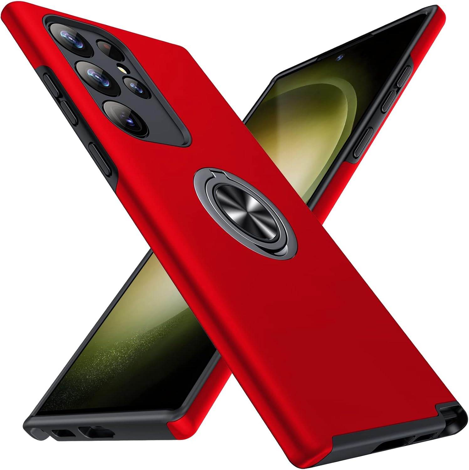 JAME for S23 Ultra Case, Slim Soft Bumper Case for Galaxy S23 Ultra, with Ring Holder Kickstand for Samsung S23 Ultra Cover, Military-Grade Protection for Samsung Galaxy S23 Ultra Case, Red for Galaxy S23 Ultra Red