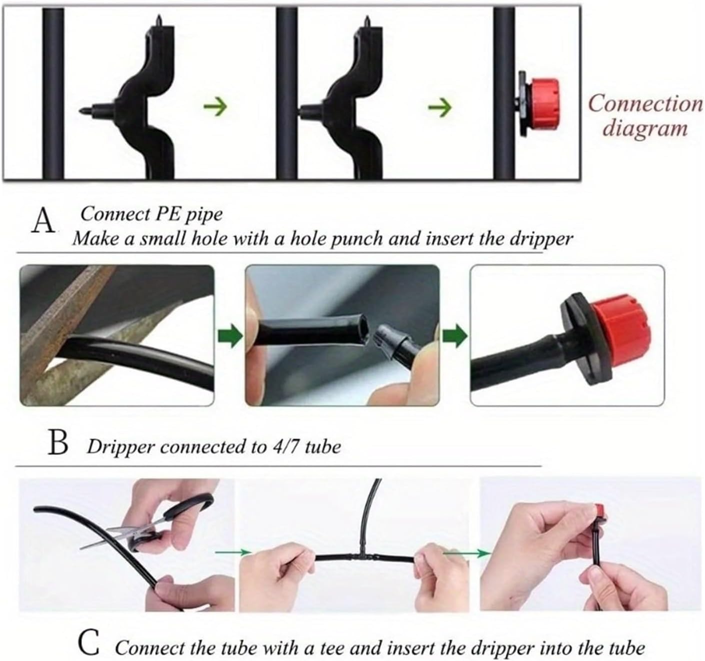 Adjustable Irrigation Drippers 50/100 Pieces Adjustable Irrigation drip Head Spray emitter Micro System(Red 50pcs)