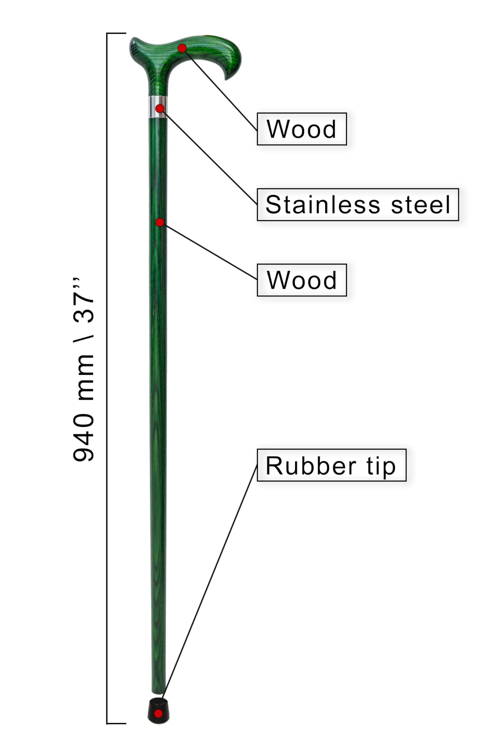 Dr. Watson Classic Derby Walking Stick – Handcrafted Ash Wood Cane with Polished Stainless Steel Collar