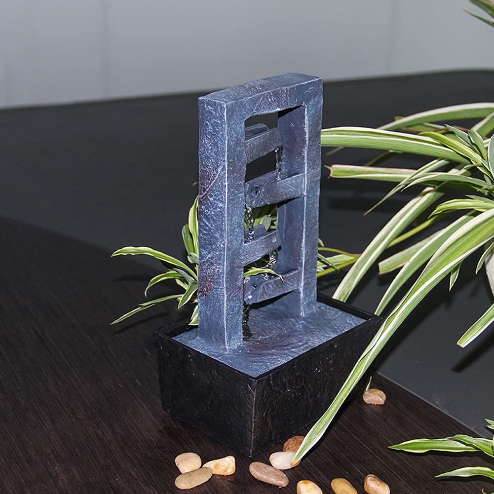 Kleine Binnenwaterfontein Deskfontein met lichte indoor waterval decoratieve fontein bureau gelukkige fontein meditatie bureau fontein Tafelbladfonteinen Feng Shui Decor (Color : A