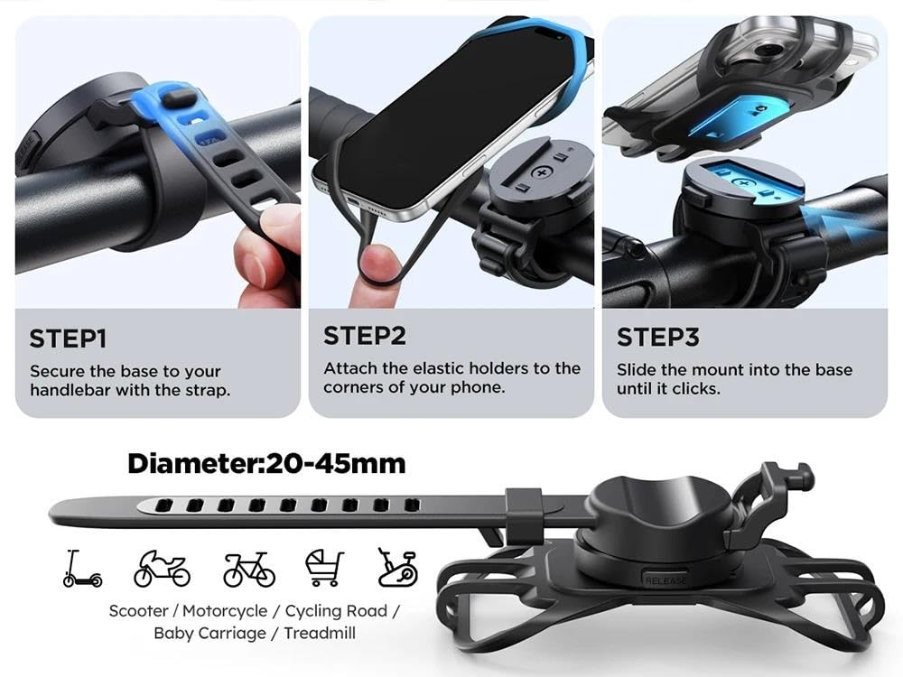 Supporto Telefono Bici Moto Rotabile 360° Silicone Mobile Per Smartphone Ciclismo