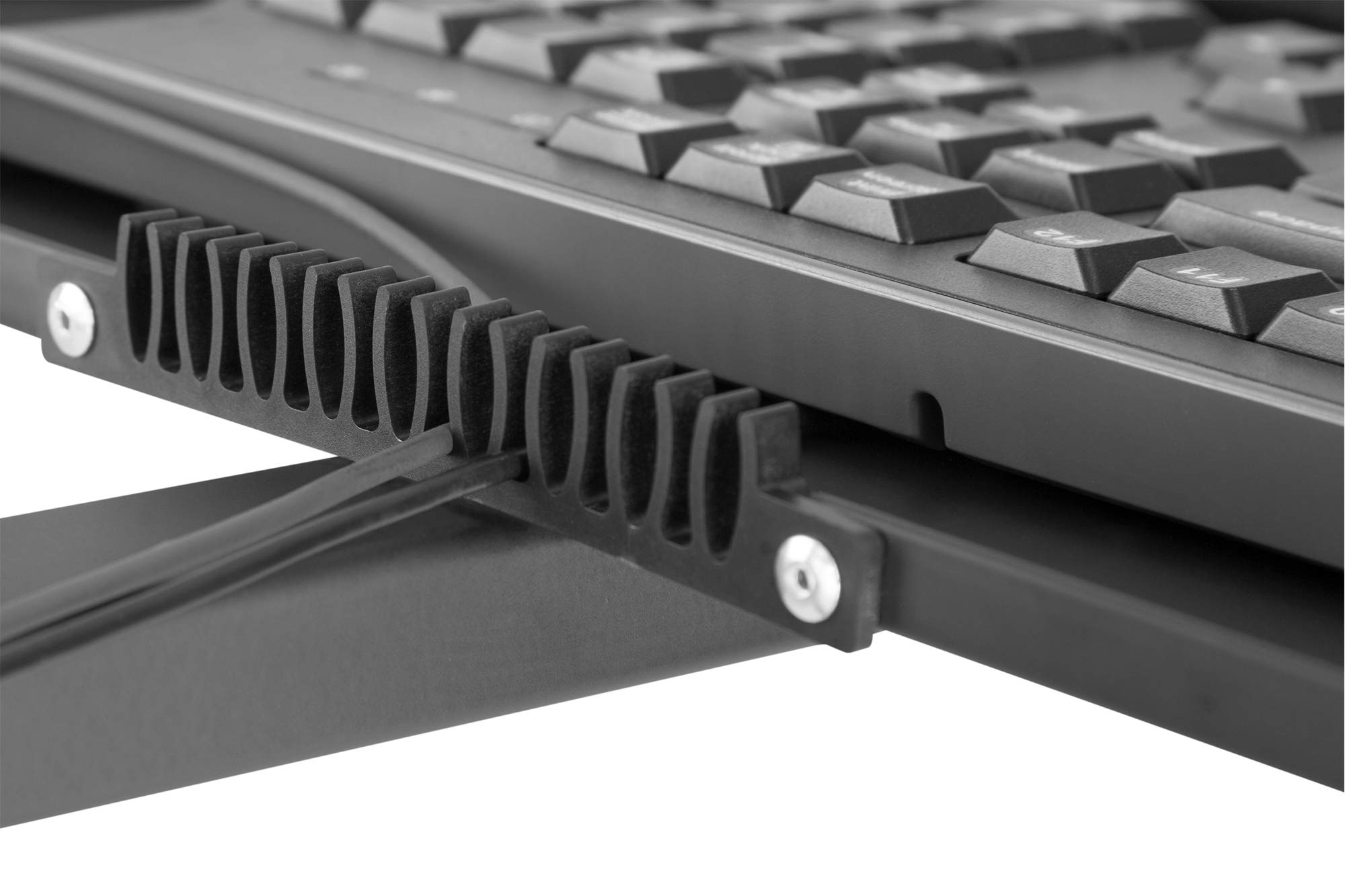 DIGITUS Estación de trabajo móvil con ajuste individual de altura - para monitores de 17" a 32" - gestión de cables integrada - con soporte para PC - negro