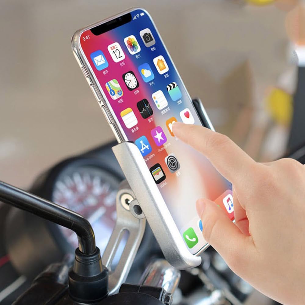 pour xmax400 xmax300 xmax250 xmax125 Moto Support de téléphone poignée rétroviseur Support de téléphone GPS (Couleur: Miroir Noir)