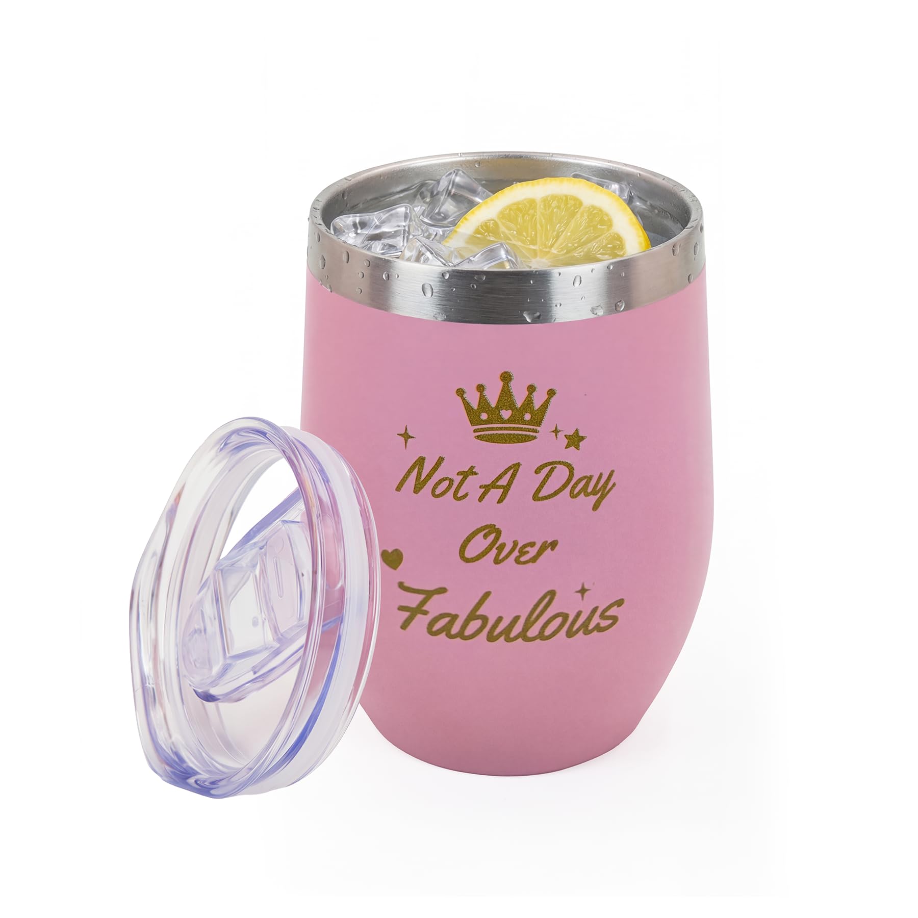 Coolparty 12oz Pink Insulated Wine Tumbler Gift for Women Her Sister Girls — image 1
