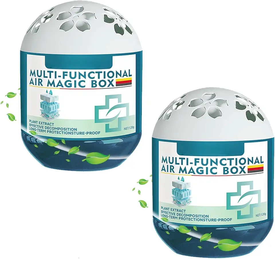 Indoor Air Purification Dust Removal Magic Box, Dust Control Odor Absorbing Magic Box, Plant Extract Formula, Multi-Purpose Room Deodorizer for Home, Bedroom, Closet, Office (120g*2pcs)