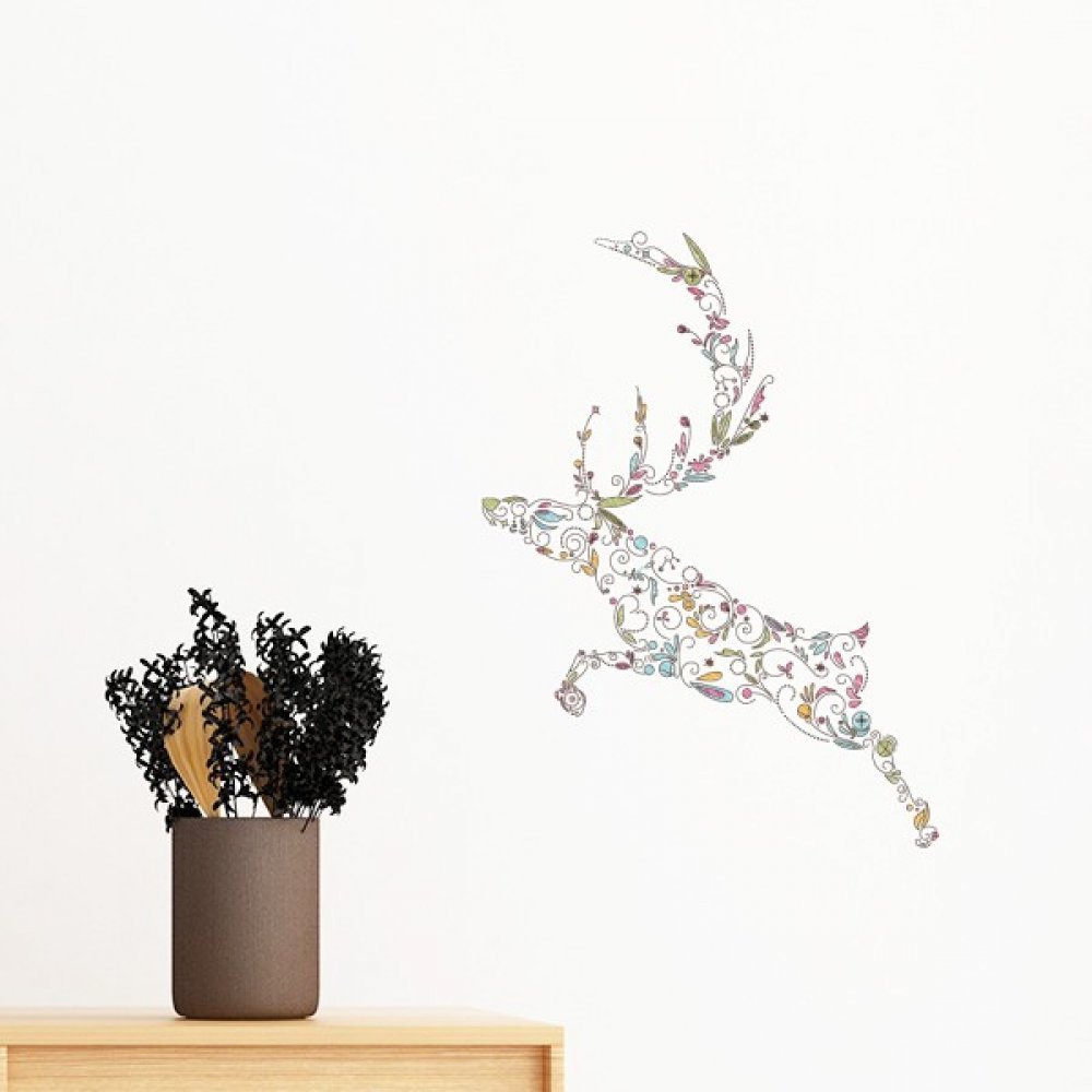 Sticker renne de Noël amovible et papier peint DIY de 40cm pour décoration murale
